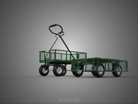 CONVERTIBLE MESH WAGON CART UTILITY TROLLEY WHEELBARROW TRAILER 3D Model