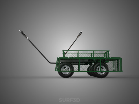 CONVERTIBLE MESH WAGON CART UTILITY TROLLEY WHEELBARROW TRAILER 3D Model