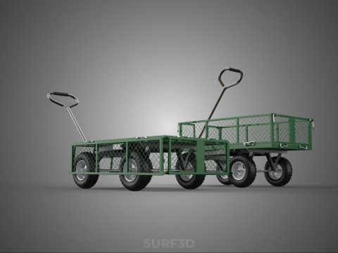 CONVERTIBLE MESH WAGON CART UTILITY TROLLEY WHEELBARROW TRAILER 3D Model