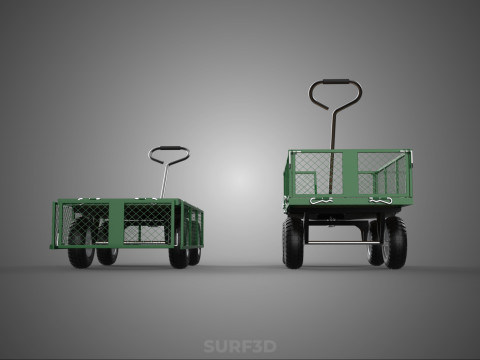 CONVERTIBLE MESH WAGON CART UTILITY TROLLEY WHEELBARROW TRAILER 3D Model