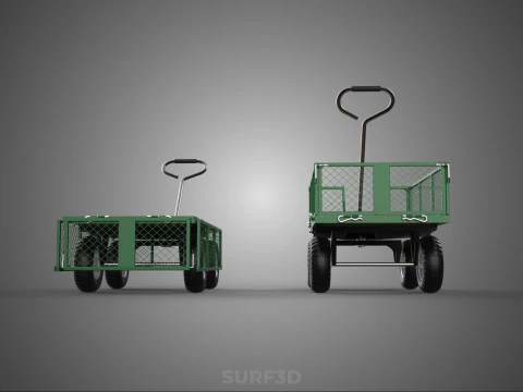 CONVERTIBLE MESH WAGON CART UTILITY TROLLEY WHEELBARROW TRAILER 3D Model