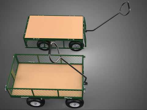 CONVERTIBLE MESH WAGON CART UTILITY TROLLEY WHEELBARROW TRAILER 3D Model
