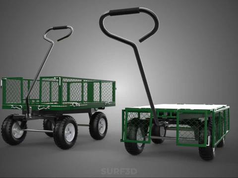 CONVERTIBLE MESH WAGON CART UTILITY TROLLEY WHEELBARROW TRAILER 3D Model