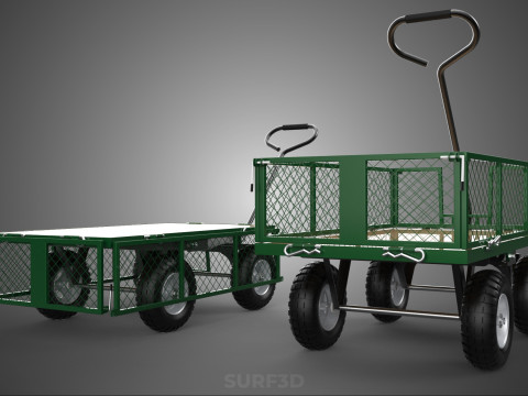 CONVERTIBLE MESH WAGON CART UTILITY TROLLEY WHEELBARROW TRAILER 3D Model