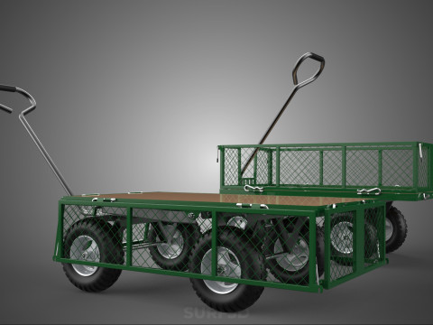 CONVERTIBLE MESH WAGON CART UTILITY TROLLEY WHEELBARROW TRAILER 3D Model