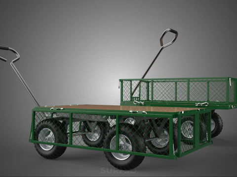 CONVERTIBLE MESH WAGON CART UTILITY TROLLEY WHEELBARROW TRAILER 3D Model