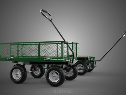 CONVERTIBLE MESH WAGON CART UTILITY TROLLEY WHEELBARROW TRAILER 3D Model