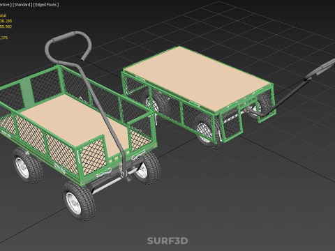CONVERTIBLE MESH WAGON CART UTILITY TROLLEY WHEELBARROW TRAILER 3D Model