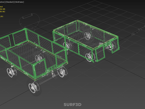 CONVERTIBLE MESH WAGON CART UTILITY TROLLEY WHEELBARROW TRAILER 3D Model