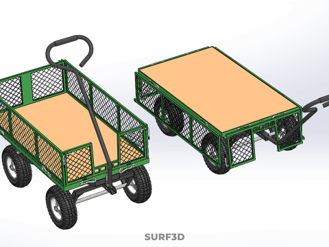 CONVERTIBLE MESH WAGON CART UTILITY TROLLEY WHEELBARROW TRAILER 3D Model