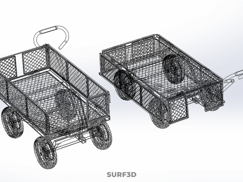 CONVERTIBLE MESH WAGON CART UTILITY TROLLEY WHEELBARROW TRAILER 3D Model