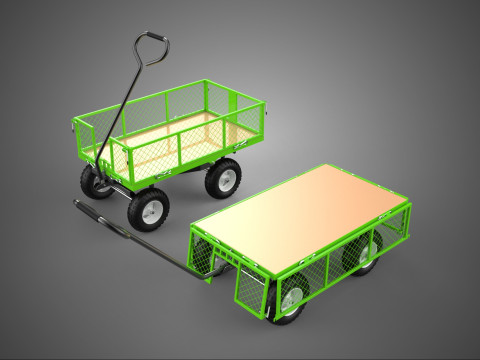 MALHA RACK BANDEJA CARRINHO UTILITÁRIO CARRINHO TRAILER JARDIM FARM 4W Modelo 3D