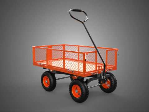 UTILITY CART TROLLEY WAGON GARDEN SEGALA MEDAN ORANGE HAULING 4 W Model 3D