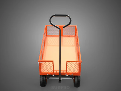 ALL TERRAIN ORANGE HAULING UTILITY CART TROLLEY WAGON GARDEN 4 W 3D Model
