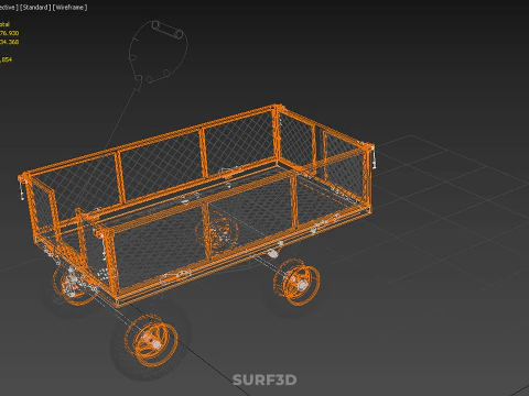 ALL TERRAIN ORANGE HAULING UTILITY CART TROLLEY WAGON GARDEN 4 W 3D Model