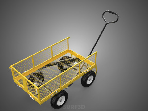 MESH BED STEEL GARDEN CART FOLDING UTILITY WAGON REMOVABLE SIDES 3D Model