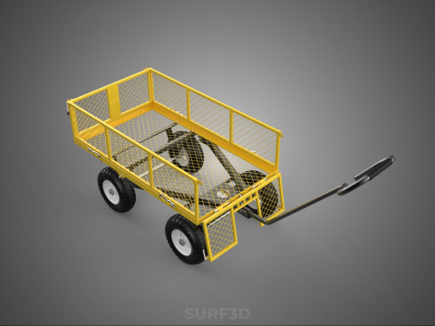 MESH BED STEEL GARDEN CART FOLDING UTILITY WAGON REMOVABLE SIDES 3D Model