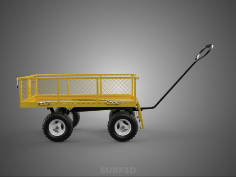 MESH BED STEEL GARDEN CART FOLDING UTILITY WAGON REMOVABLE SIDES 3D Model