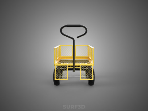 MESH BED STEEL GARDEN CART FOLDING UTILITY WAGON REMOVABLE SIDES 3D Model