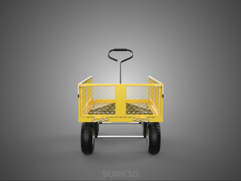 MESH BED STEEL GARDEN CART FOLDING UTILITY WAGON REMOVABLE SIDES 3D Model