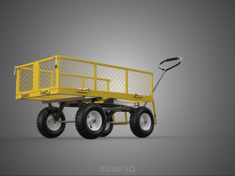 MESH BED STEEL GARDEN CART FOLDING UTILITY WAGON REMOVABLE SIDES 3D Model