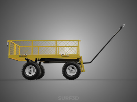MESH BED STEEL GARDEN CART FOLDING UTILITY WAGON REMOVABLE SIDES 3D Model