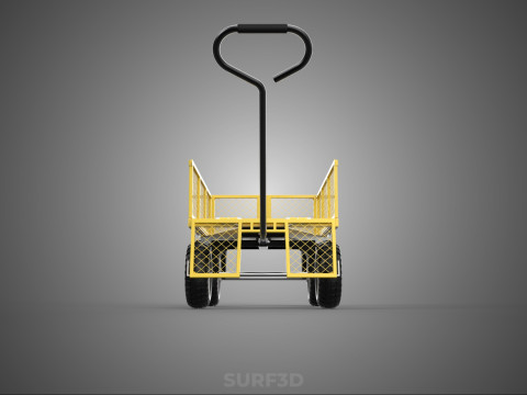 MESH BED STEEL GARDEN CART FOLDING UTILITY WAGON REMOVABLE SIDES 3D Model
