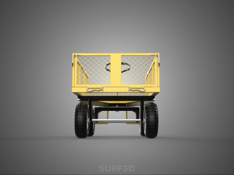 MESH BED STEEL GARDEN CART FOLDING UTILITY WAGON REMOVABLE SIDES 3D Model