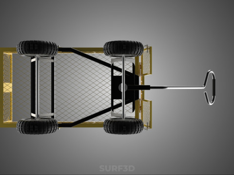 MESH BED STEEL GARDEN CART FOLDING UTILITY WAGON REMOVABLE SIDES 3D Model