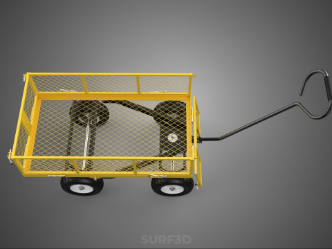 MESH BED STEEL GARDEN CART FOLDING UTILITY WAGON REMOVABLE SIDES 3D Model