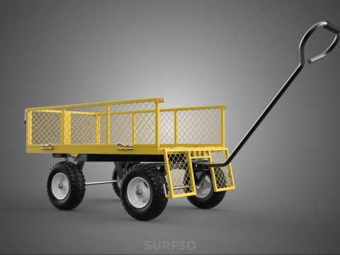 MESH BED STEEL GARDEN CART FOLDING UTILITY WAGON REMOVABLE SIDES 3D Model