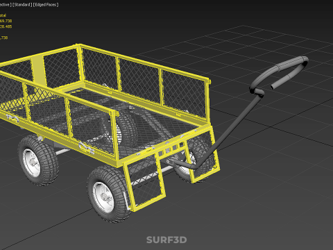 MESH BED STEEL GARDEN CART FOLDING UTILITY WAGON REMOVABLE SIDES 3D Model
