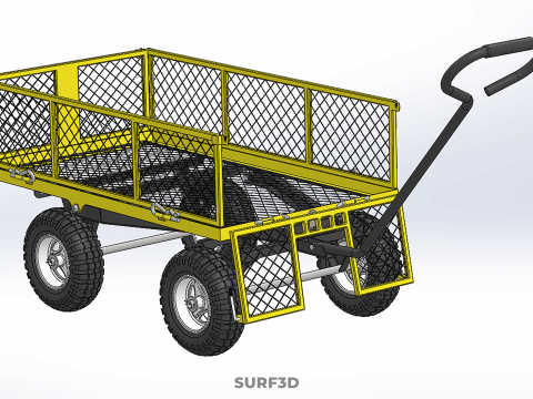 MESH BED STEEL GARDEN CART FOLDING UTILITY WAGON REMOVABLE SIDES 3D Model