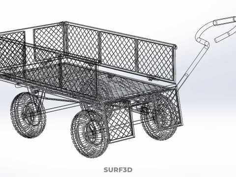 MESH BED STEEL GARDEN CART FOLDING UTILITY WAGON REMOVABLE SIDES 3D Model