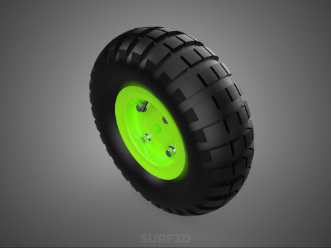 PNEUMATIC VALVE RUBBER WHEEL TIRE TYRE RIM HUB CART GRIP TROLLEY 3D Model