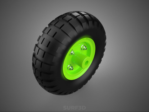 PNEUMATIC VALVE RUBBER WHEEL TIRE TYRE RIM HUB CART GRIP TROLLEY 3D Model