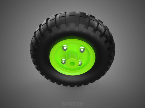 PNEUMATIC VALVE RUBBER WHEEL TIRE TYRE RIM HUB CART GRIP TROLLEY 3D Model