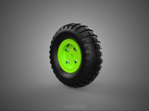 PNEUMATIC VALVE RUBBER WHEEL TIRE TYRE RIM HUB CART GRIP TROLLEY 3D Model