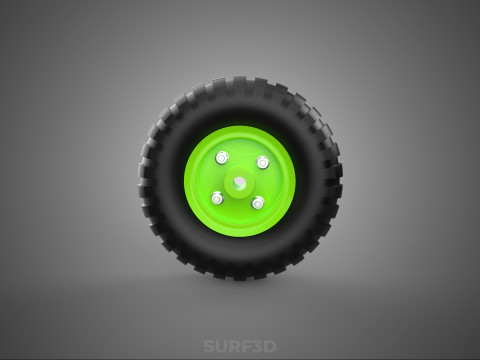 PNEUMATIC VALVE RUBBER WHEEL TIRE TYRE RIM HUB CART GRIP TROLLEY 3D Model