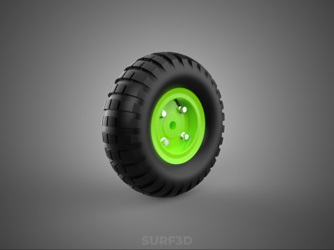 PNEUMATIC VALVE RUBBER WHEEL TIRE TYRE RIM HUB CART GRIP TROLLEY 3D Model