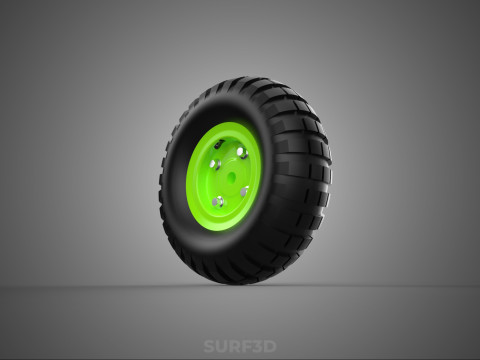 PNEUMATIC VALVE RUBBER WHEEL TIRE TYRE RIM HUB CART GRIP TROLLEY 3D Model