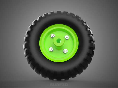 PNEUMATIC VALVE RUBBER WHEEL TIRE TYRE RIM HUB CART GRIP TROLLEY 3D Model