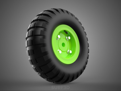 PNEUMATIC VALVE RUBBER WHEEL TIRE TYRE RIM HUB CART GRIP TROLLEY 3D Model