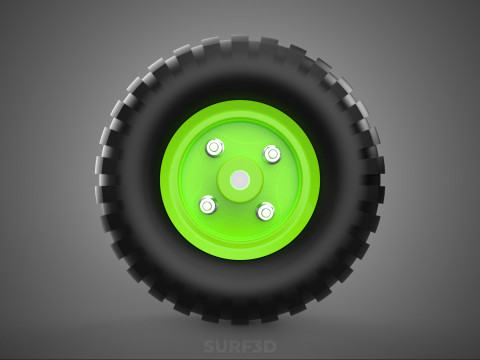 PNEUMATIC VALVE RUBBER WHEEL TIRE TYRE RIM HUB CART GRIP TROLLEY 3D Model