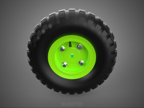 PNEUMATIC VALVE RUBBER WHEEL TIRE TYRE RIM HUB CART GRIP TROLLEY 3D Model