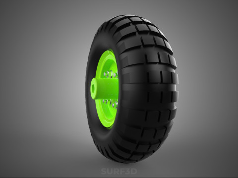 PNEUMATIC VALVE RUBBER WHEEL TIRE TYRE RIM HUB CART GRIP TROLLEY 3D Model