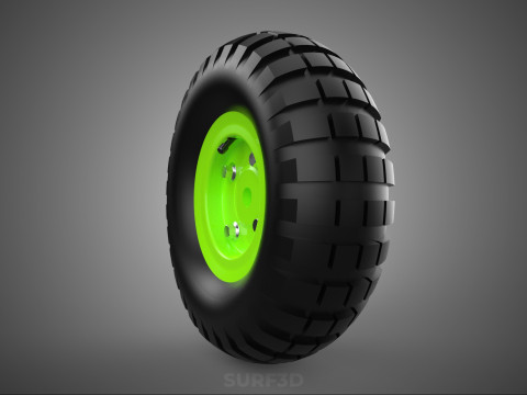 PNEUMATIC VALVE RUBBER WHEEL TIRE TYRE RIM HUB CART GRIP TROLLEY 3D Model