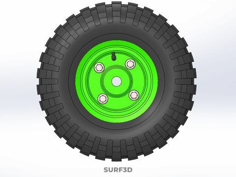 PNEUMATIC VALVE RUBBER WHEEL TIRE TYRE RIM HUB CART GRIP TROLLEY 3D Model