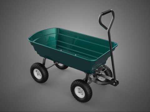 CAMA DE PLÁSTICO JARDIM CARRINHO UTILITÁRIO VAGÃO CARRINHO REBOQUE DOLLY DUMP Modelo 3D