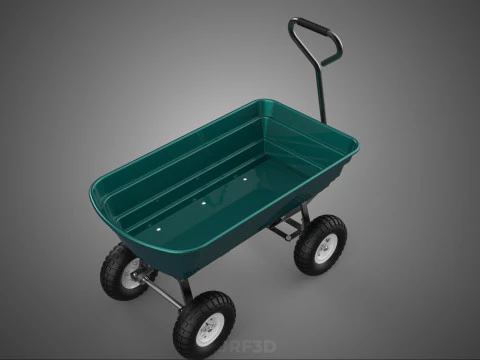 PLASTIC BED GARDEN UTILITY CART WAGON TROLLEY TRAILER DOLLY DUMP 3D Model
